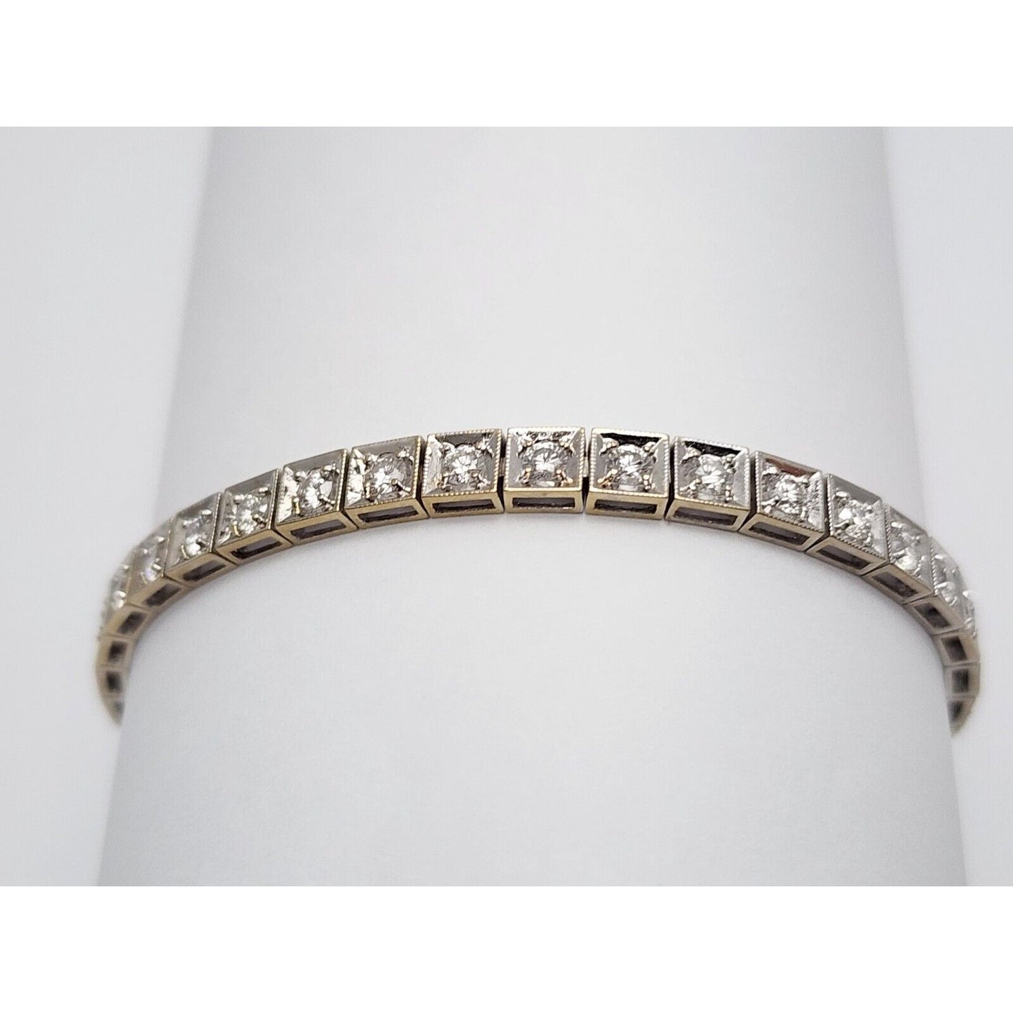 18K White Gold Diamond Tennis Link Bracelet