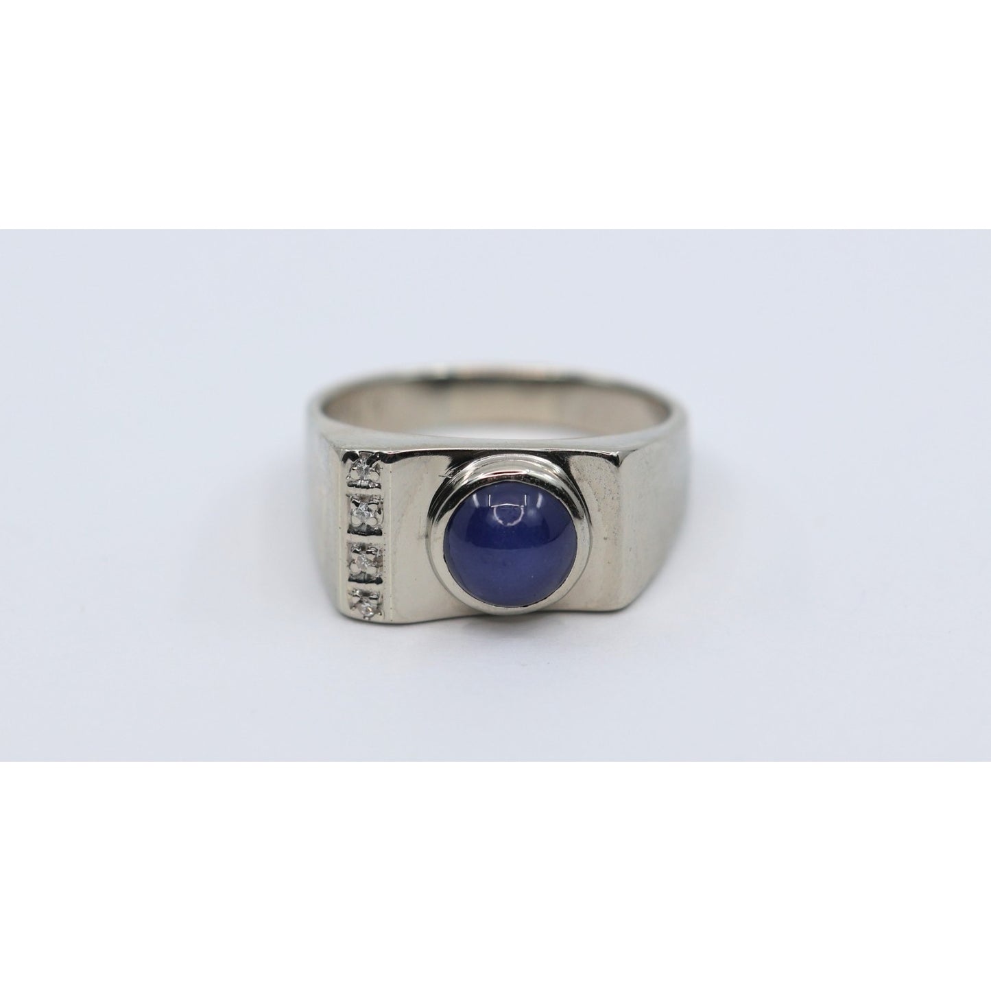 10K White Gold Star Sapphire & Diamond Ring