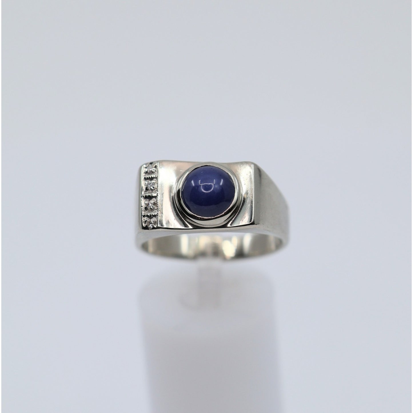 10K White Gold Star Sapphire & Diamond Ring