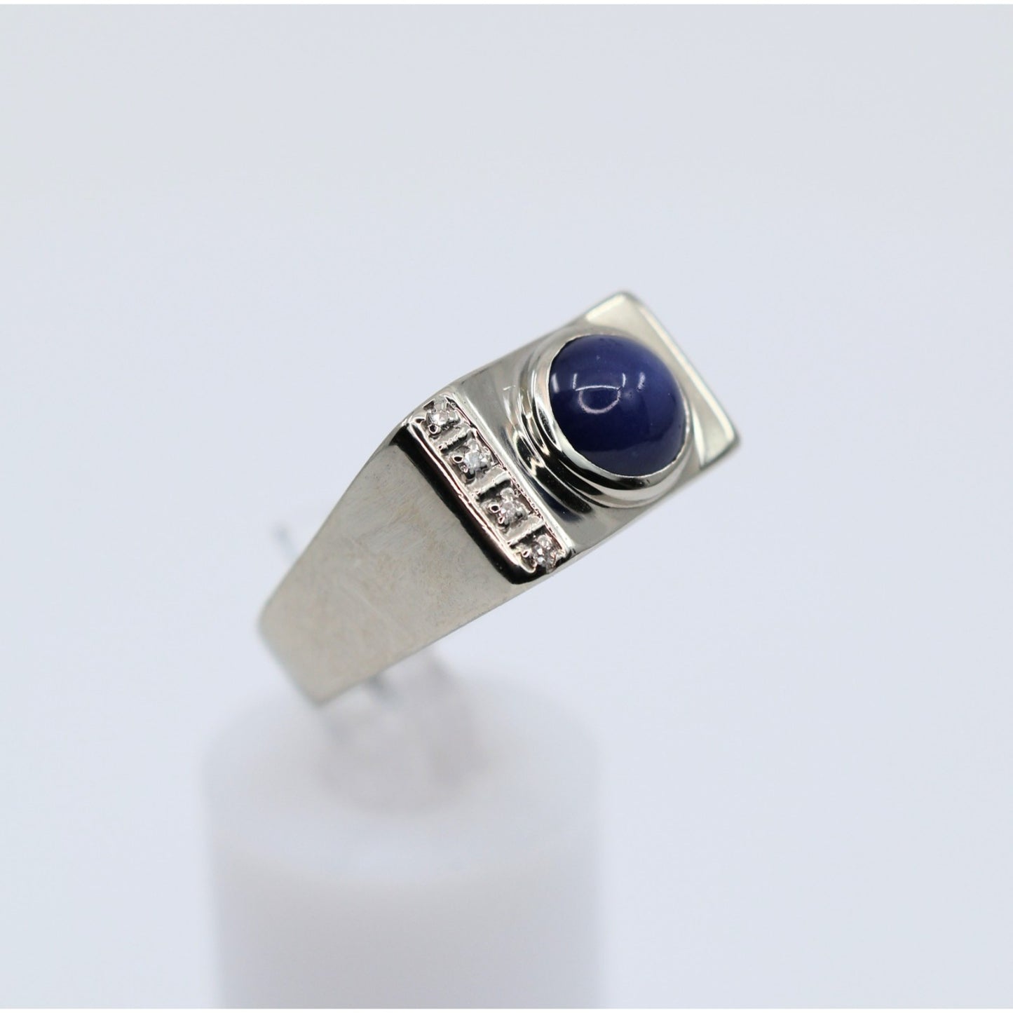 10K White Gold Star Sapphire & Diamond Ring