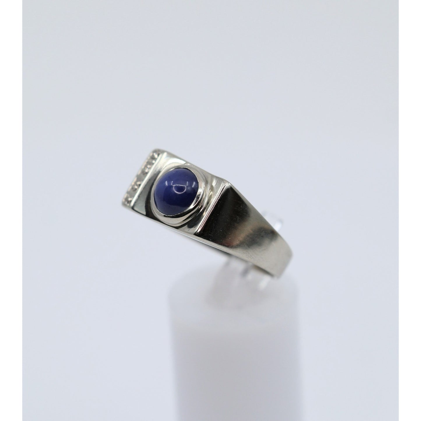 10K White Gold Star Sapphire & Diamond Ring