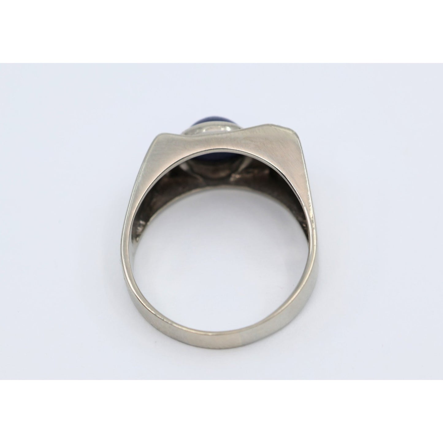 10K White Gold Star Sapphire & Diamond Ring