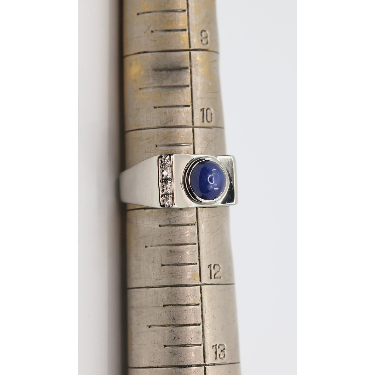 10K White Gold Star Sapphire & Diamond Ring