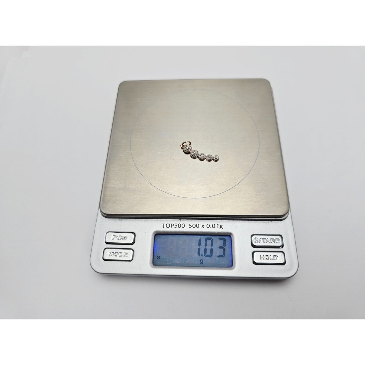 14K Rose Gold Round Cut Diamond Drop Dangle Charm Pendant