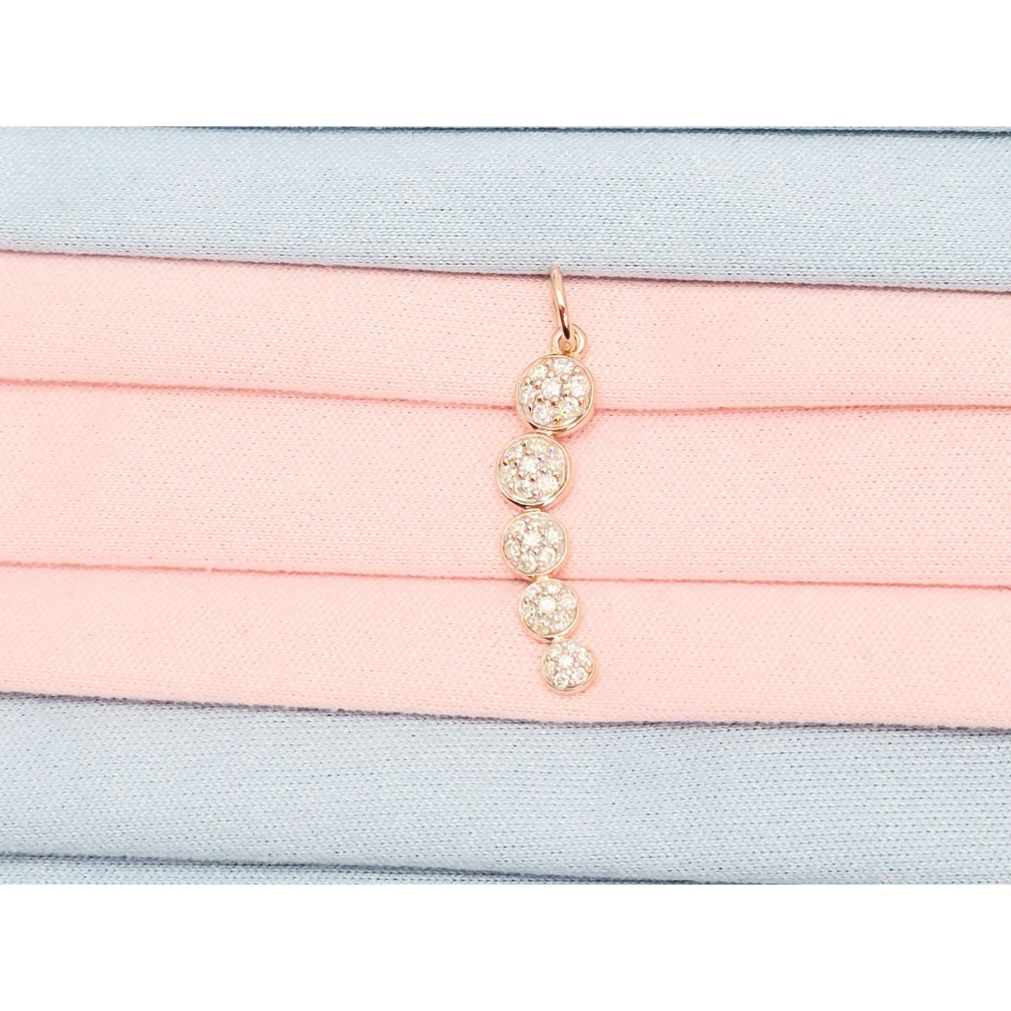 14K Rose Gold Round Cut Diamond Drop Dangle Charm Pendant