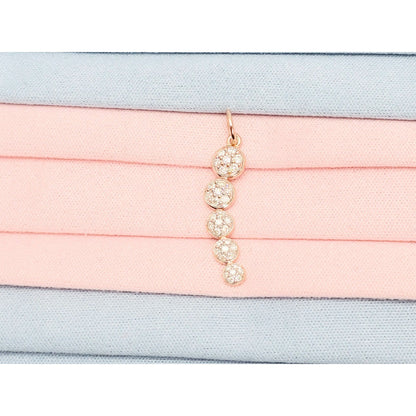 14K Rose Gold Round Cut Diamond Drop Dangle Charm Pendant