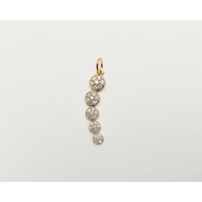 14K Rose Gold Round Cut Diamond Drop Dangle Charm Pendant