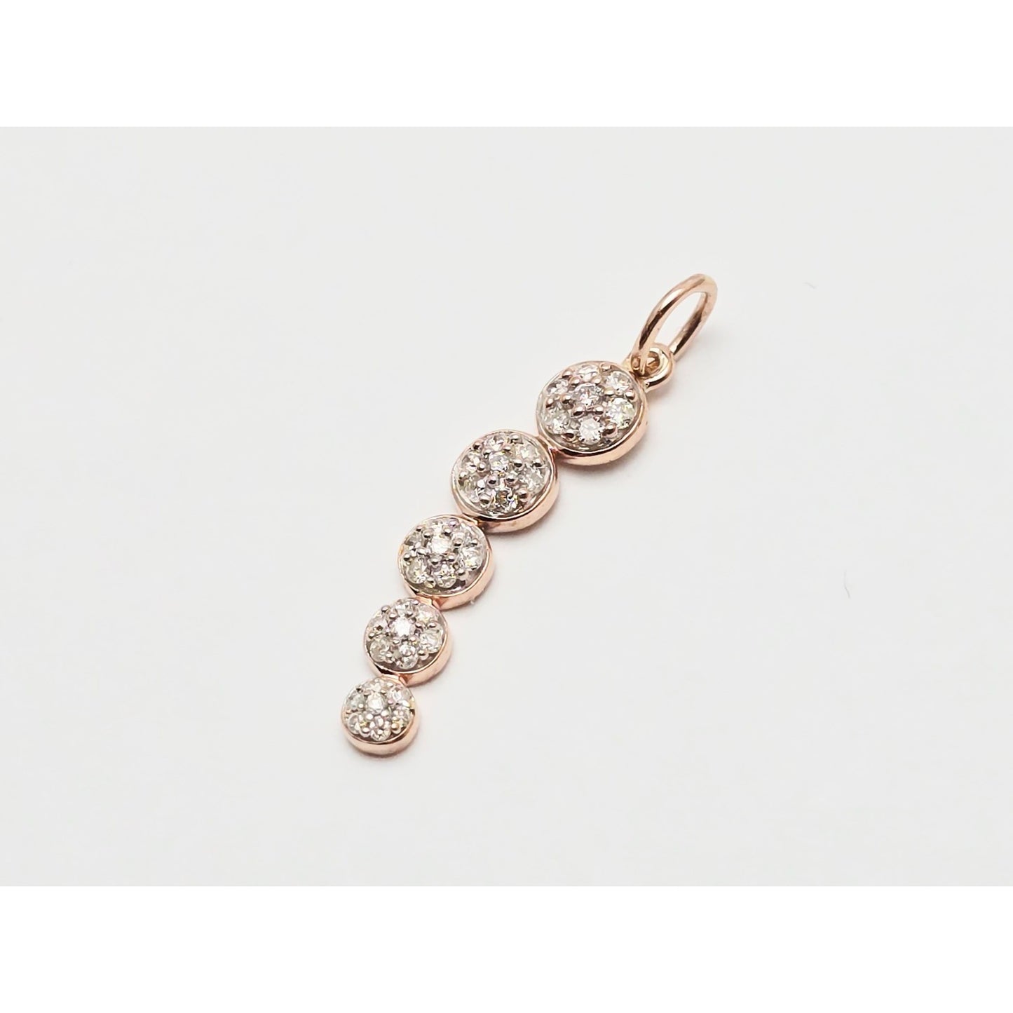 14K Rose Gold Round Cut Diamond Drop Dangle Charm Pendant