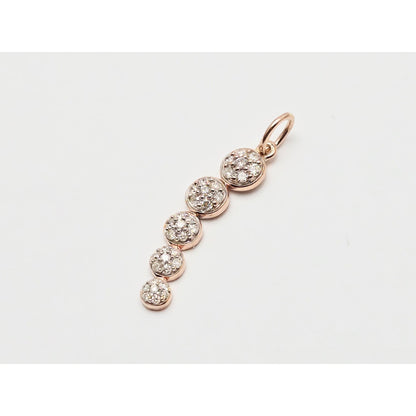 14K Rose Gold Round Cut Diamond Drop Dangle Charm Pendant