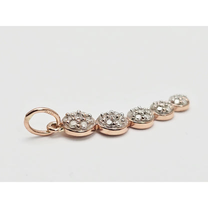 14K Rose Gold Round Cut Diamond Drop Dangle Charm Pendant