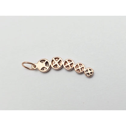 14K Rose Gold Round Cut Diamond Drop Dangle Charm Pendant