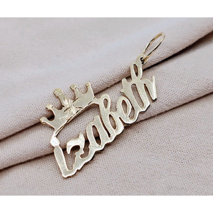14K Yellow Gold Initial Name "Izabeth" Charm Pendant