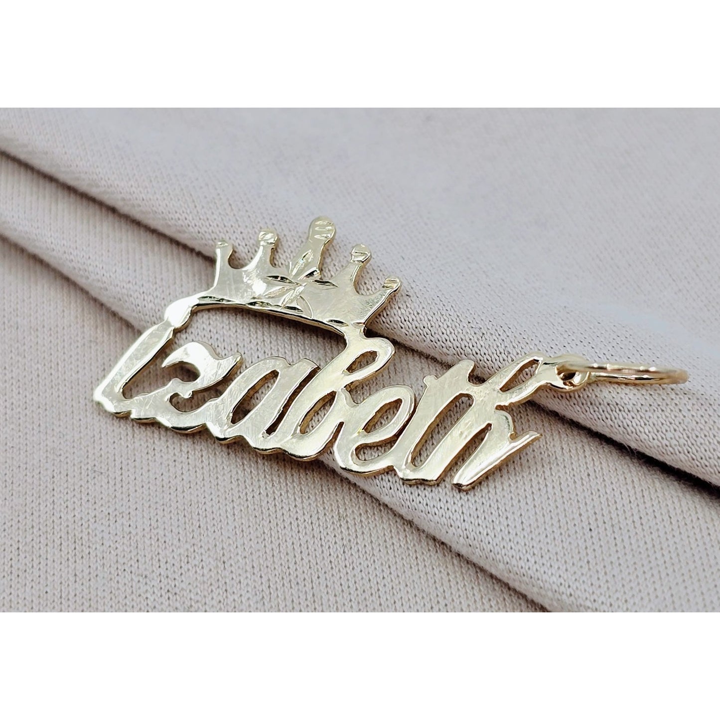 14K Yellow Gold Initial Name "Izabeth" Charm Pendant