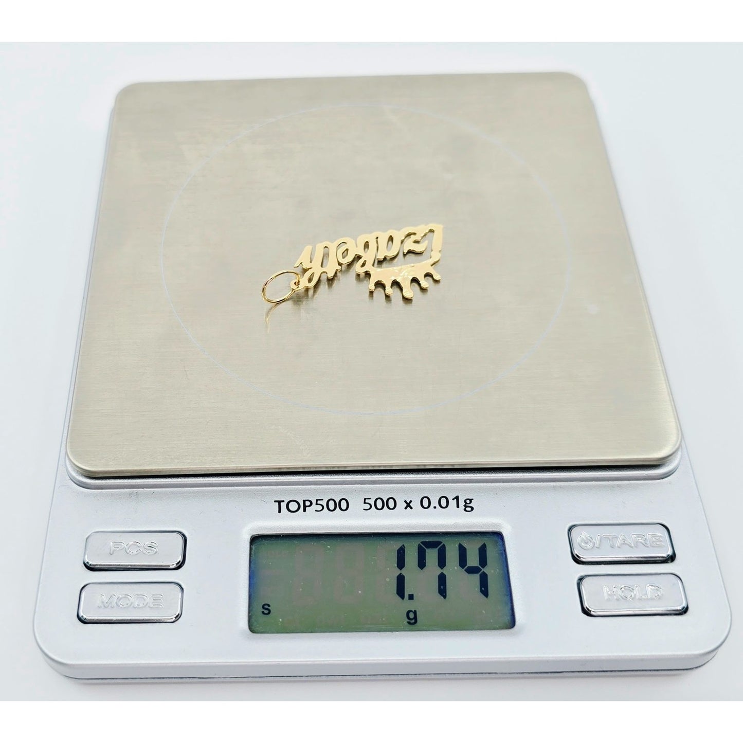 14K Yellow Gold Initial Name "Izabeth" Charm Pendant