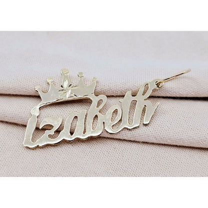 14K Yellow Gold Initial Name "Izabeth" Charm Pendant
