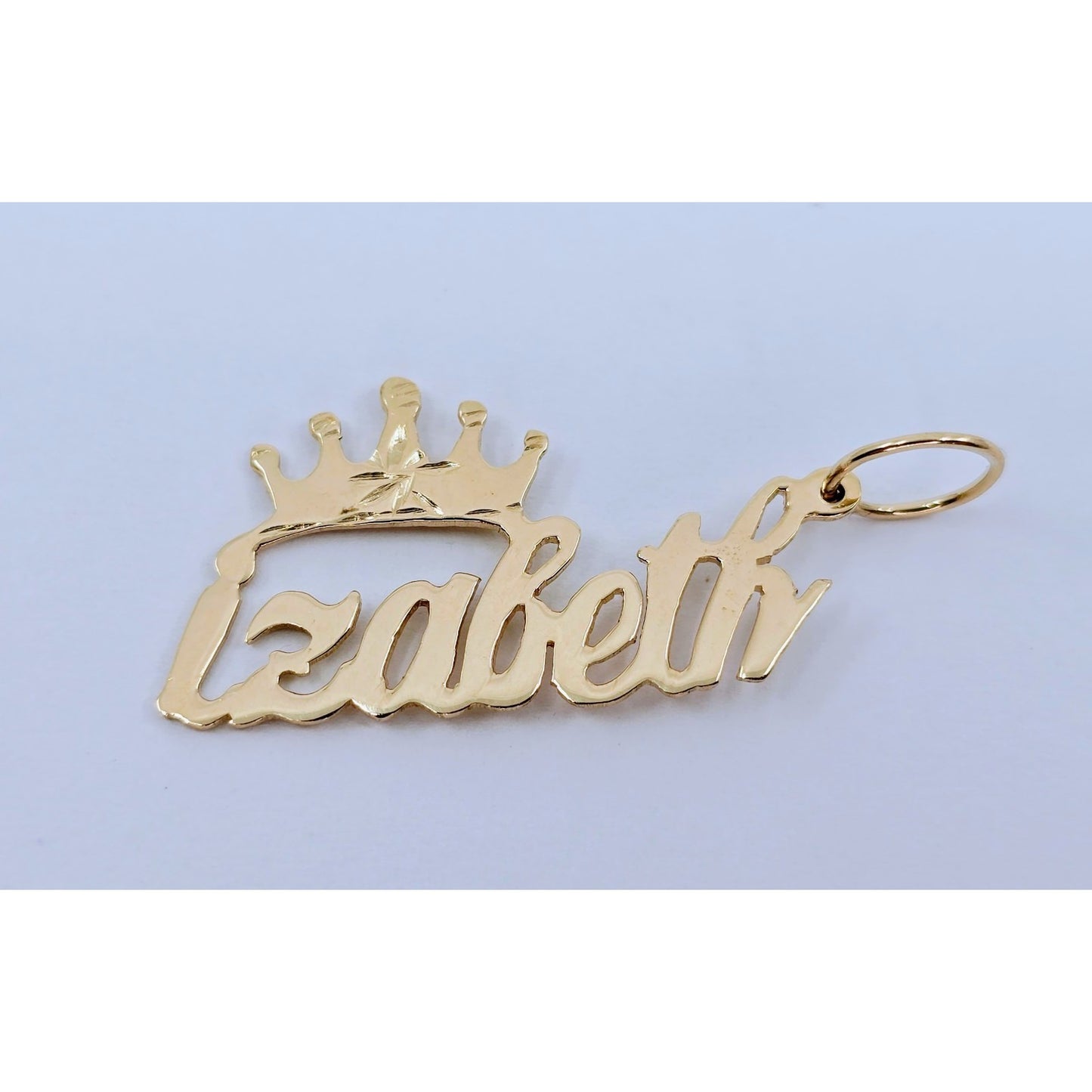 14K Yellow Gold Initial Name "Izabeth" Charm Pendant