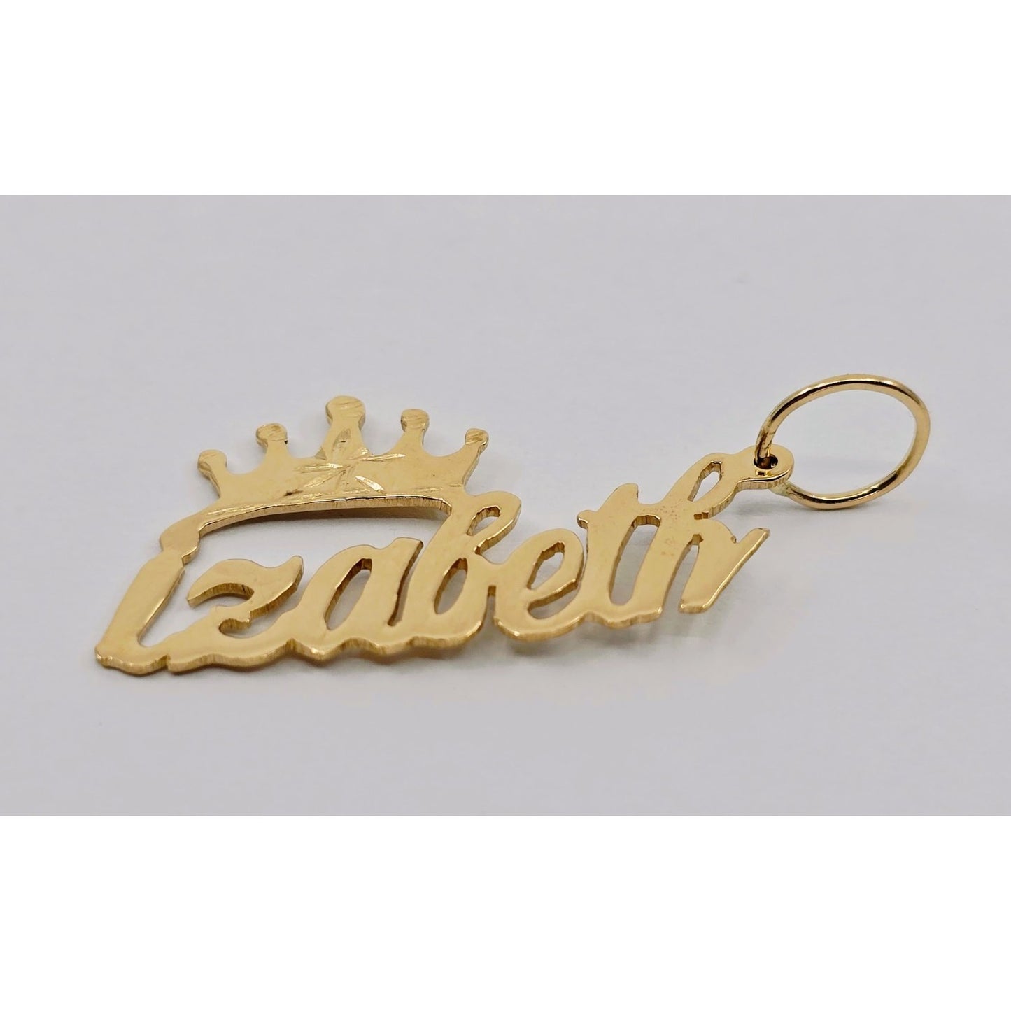 14K Yellow Gold Initial Name "Izabeth" Charm Pendant