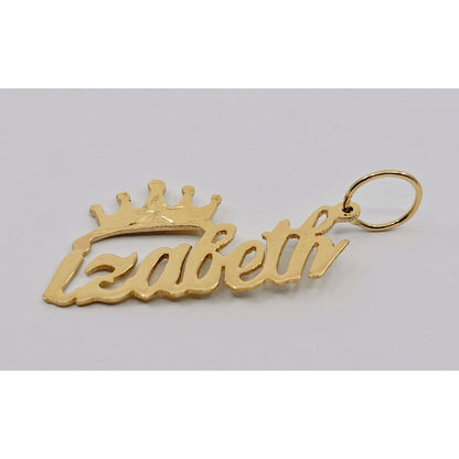 14K Yellow Gold Initial Name "Izabeth" Charm Pendant