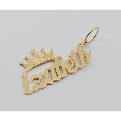 14K Yellow Gold Initial Name "Izabeth" Charm Pendant