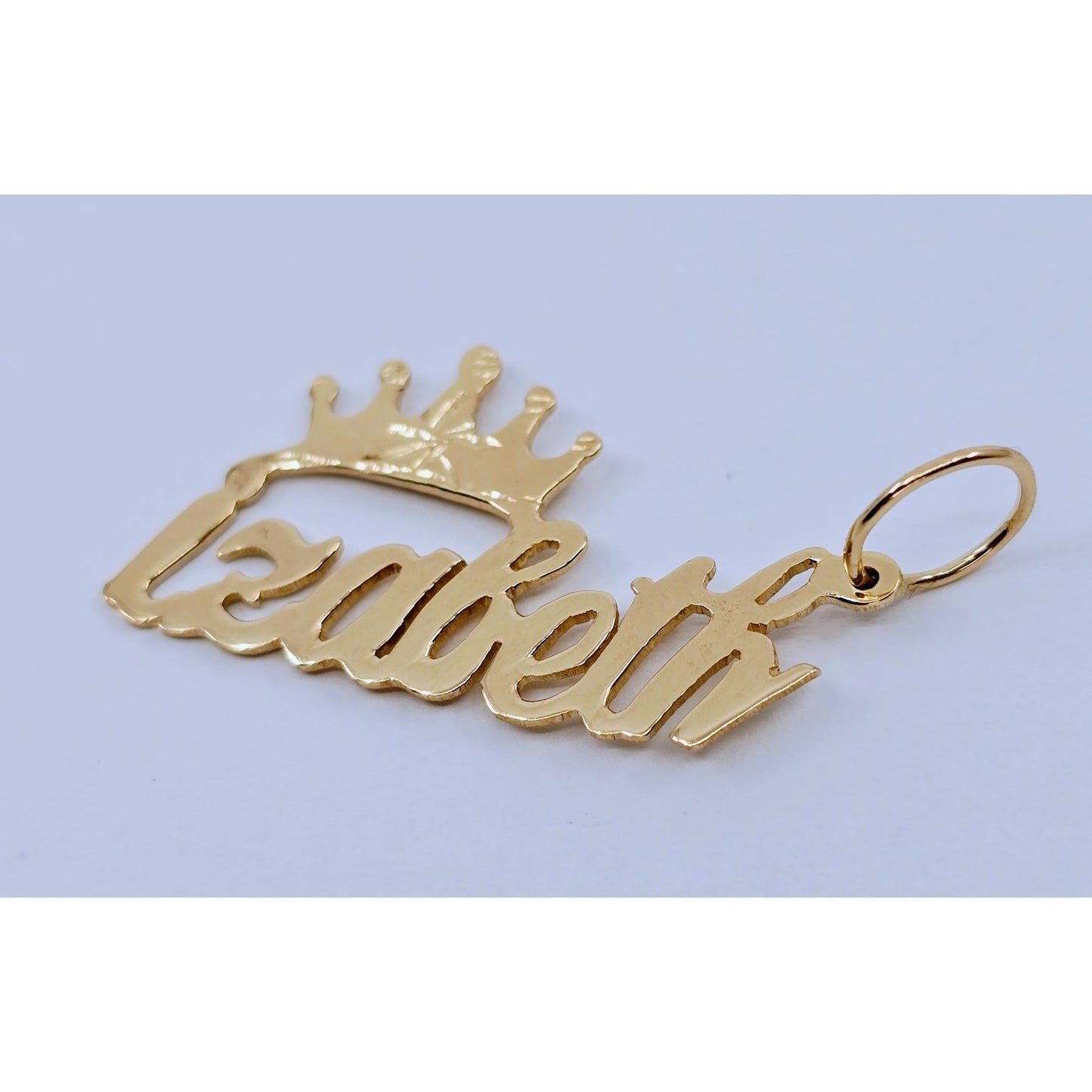 14K Yellow Gold Initial Name "Izabeth" Charm Pendant