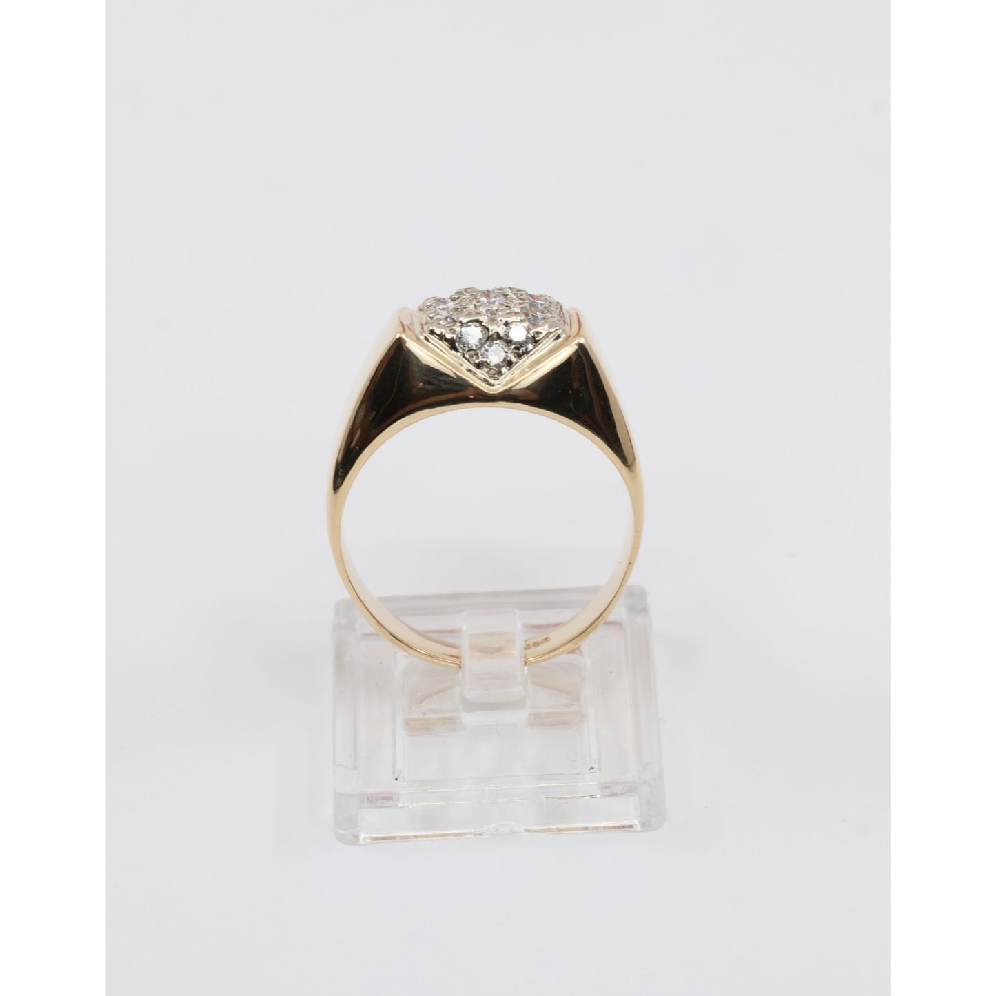 Vintage 14K Yellow Gold Diamond Cluster Men's Signet Ring