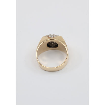 Vintage 14K Yellow Gold Diamond Cluster Men's Signet Ring