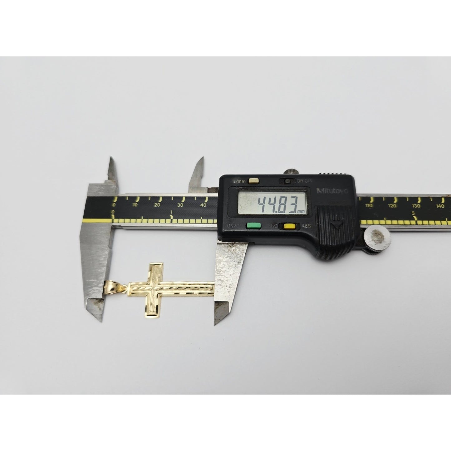 14K Yellow Gold Diamond Cut Cross Pendant Charm