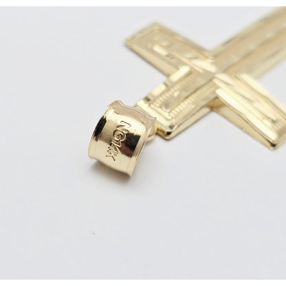 14K Yellow Gold Diamond Cut Cross Pendant Charm