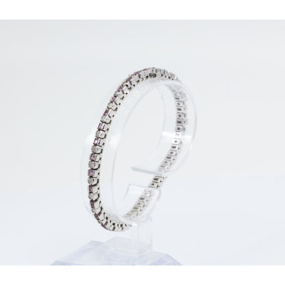 14K White Gold Diamond & Spinel Tennis Link Bracelet