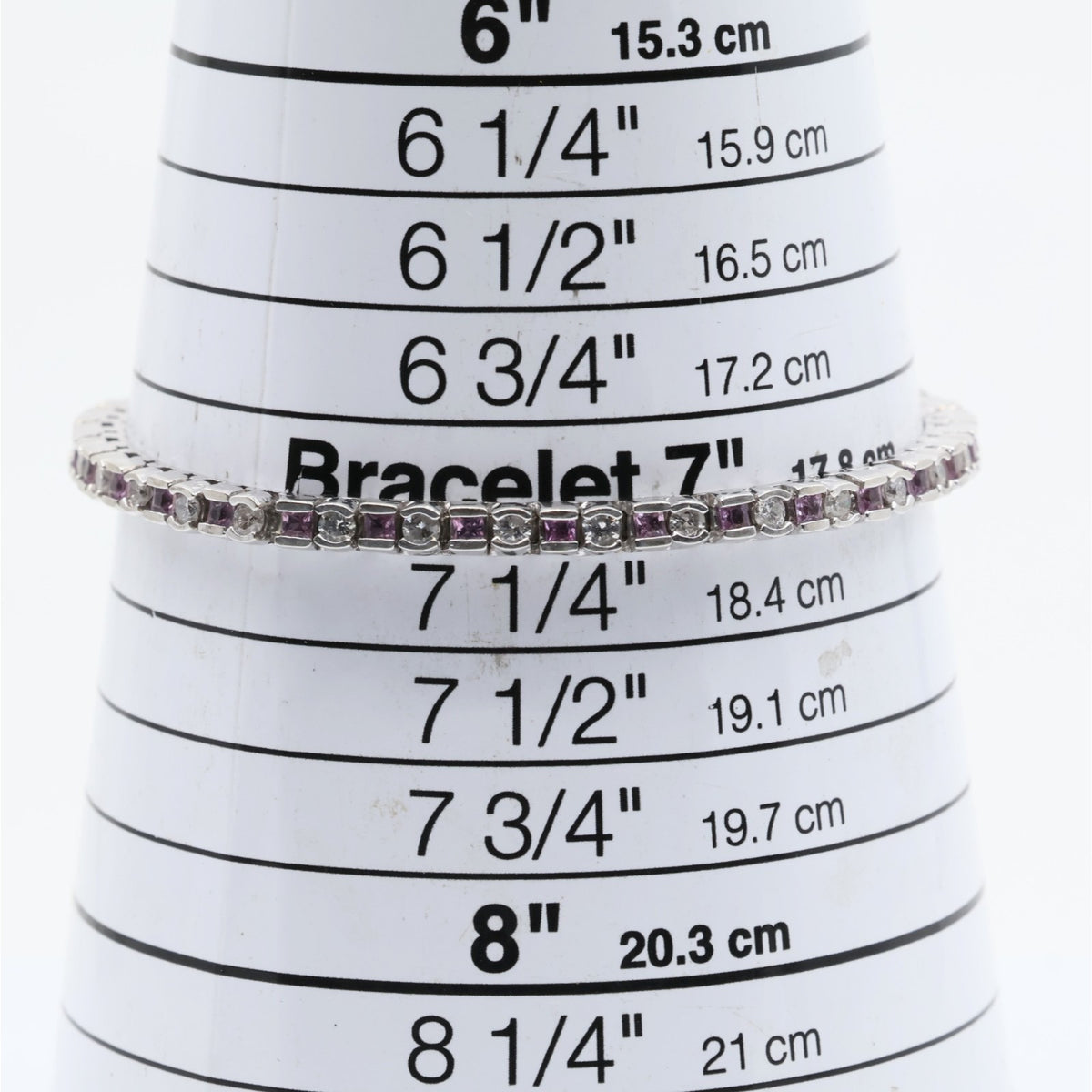 14K White Gold Diamond & Spinel Tennis Link Bracelet