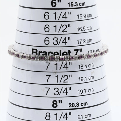 14K White Gold Diamond & Spinel Tennis Link Bracelet