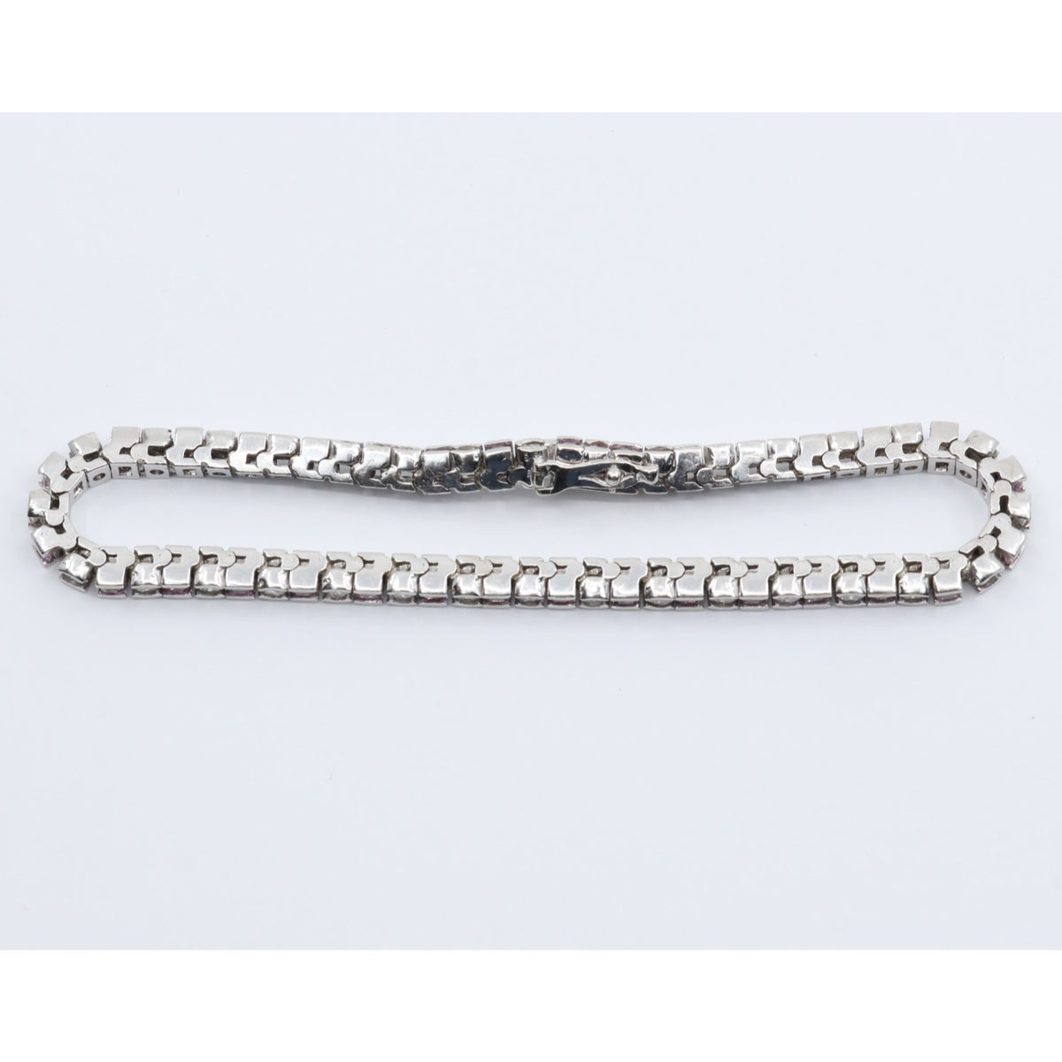 14K White Gold Diamond & Spinel Tennis Link Bracelet