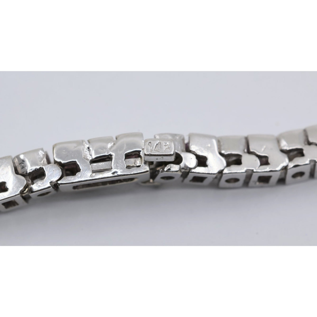 14K White Gold Diamond & Spinel Tennis Link Bracelet