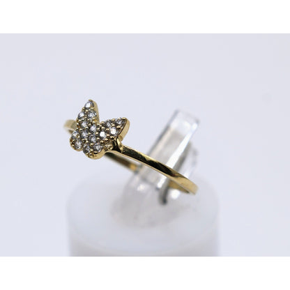 Thin 14K Yellow Gold Butterfly CZ Ring