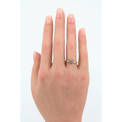 Thin 14K Yellow Gold Butterfly CZ Ring