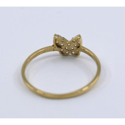 Thin 14K Yellow Gold Butterfly CZ Ring