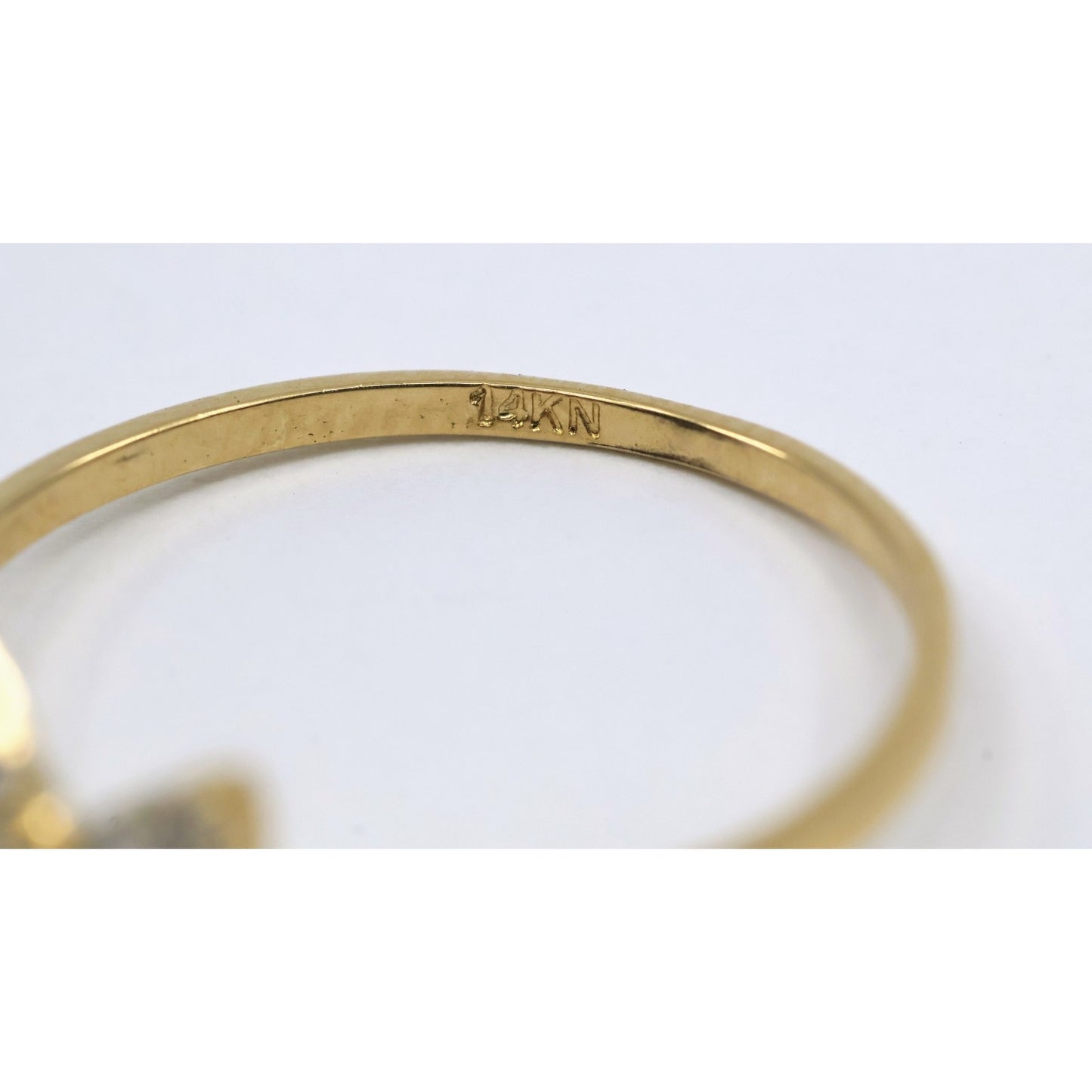 Thin 14K Yellow Gold Butterfly CZ Ring