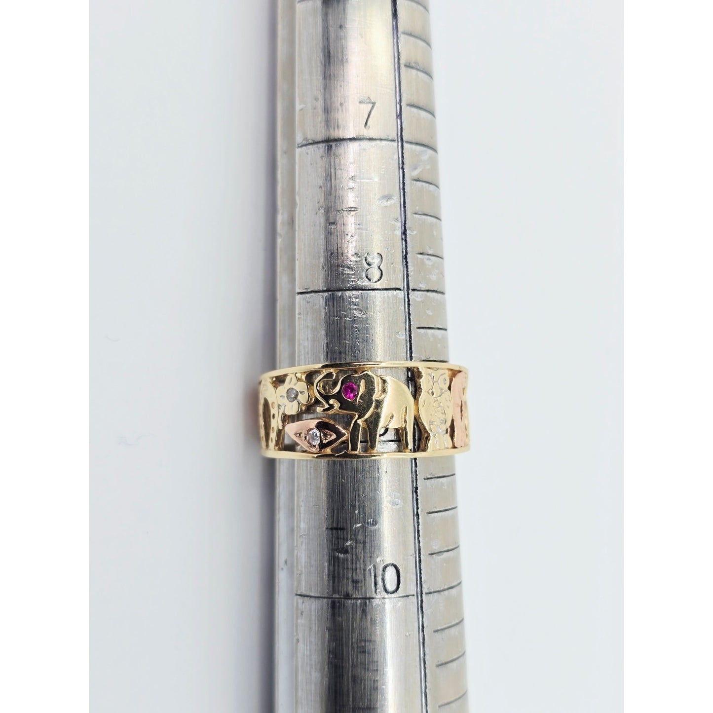 14K Two Tone Gold Lucky Symbols CZ Ring