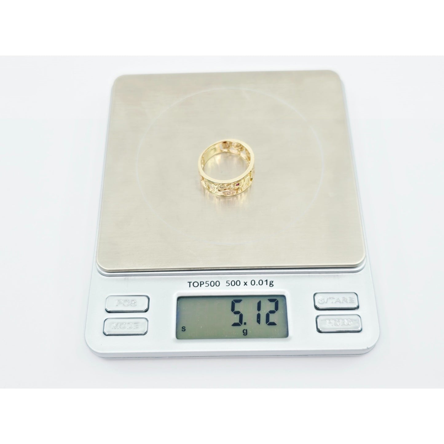 14K Two Tone Gold Lucky Symbols CZ Ring