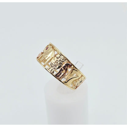 14K Two Tone Gold Lucky Symbols CZ Ring