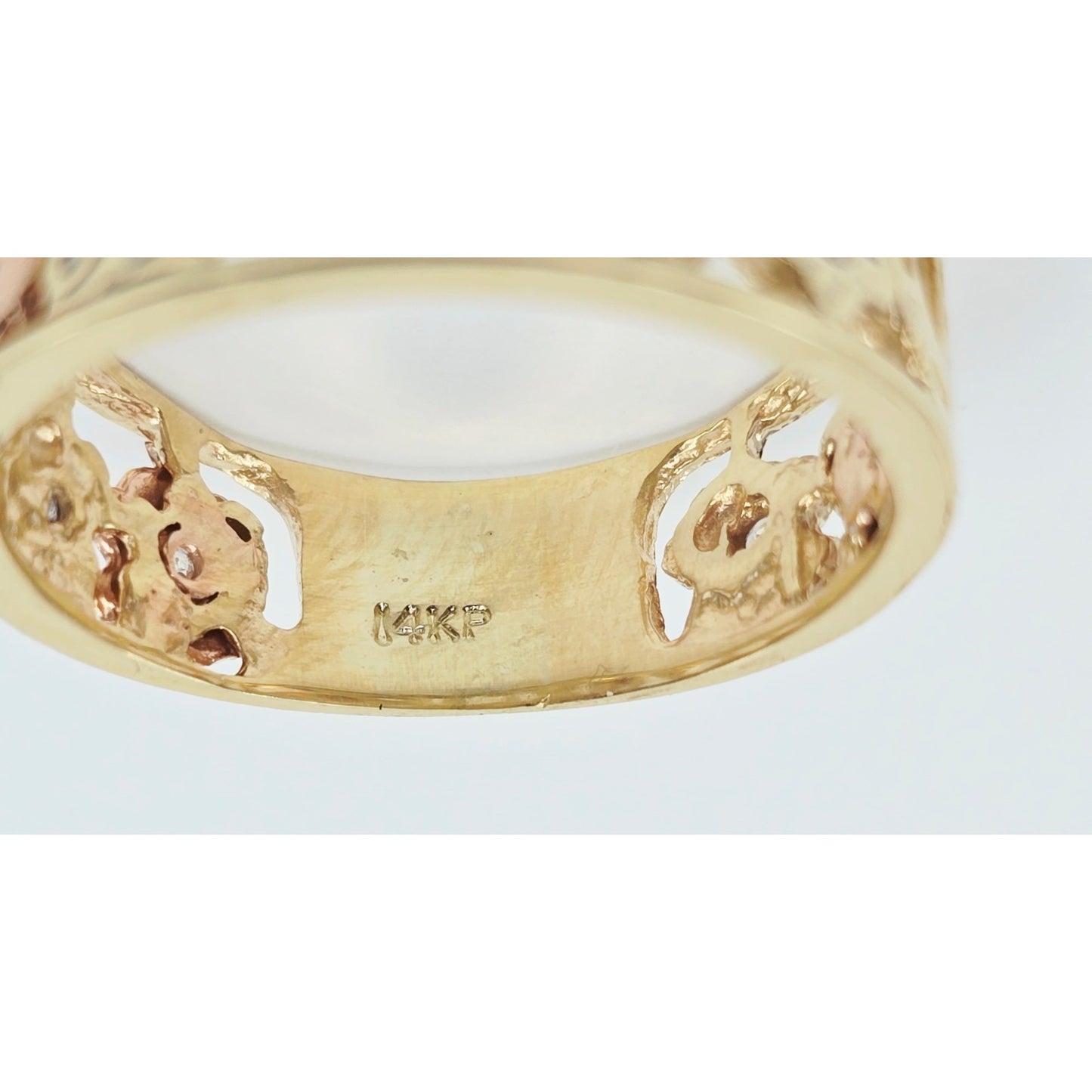 14K Two Tone Gold Lucky Symbols CZ Ring