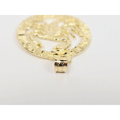 14K Yellow Gold Round Horoscope Zodiac Scorpio Scorpion Charm Pendant