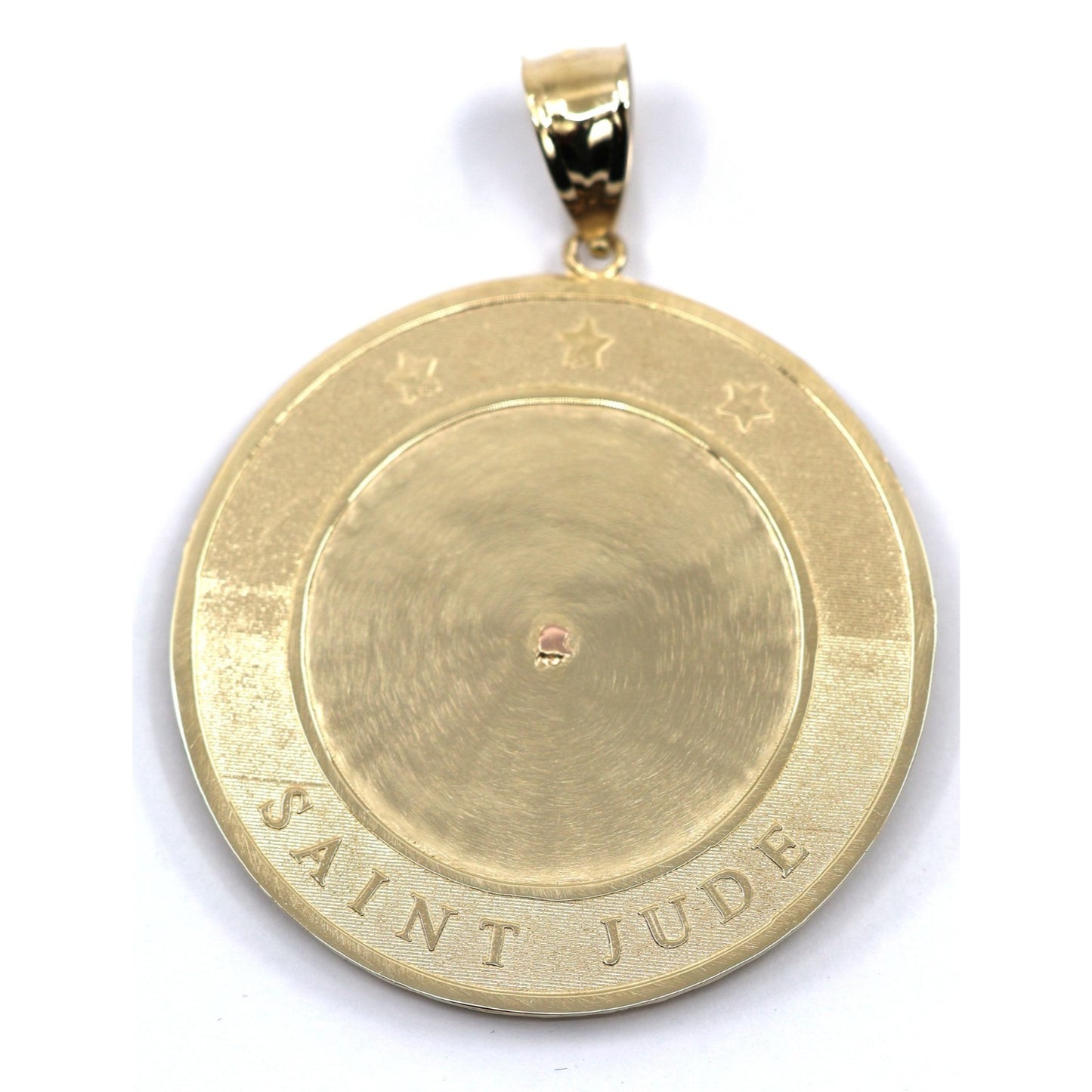 Large 14K Tri Tone Gold Saint Jude Round Charm Pendant