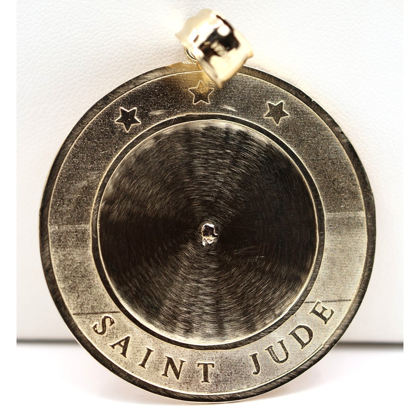 Large 14K Tri Tone Gold Saint Jude Round Charm Pendant