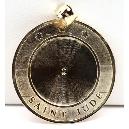 Large 14K Tri Tone Gold Saint Jude Round Charm Pendant