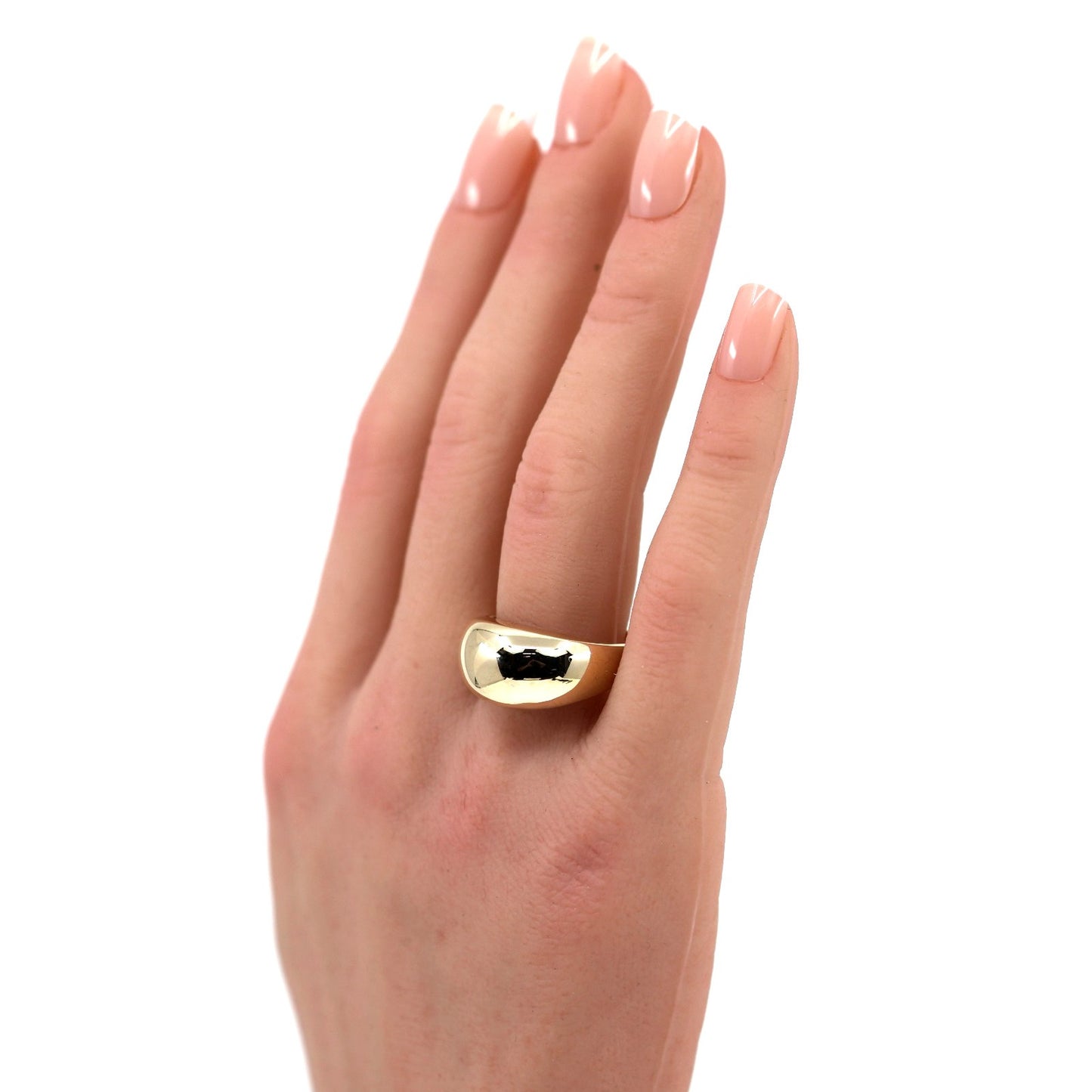 EternaGold 14K Yellow Gold Wide Domed Cigar Band Statement Ring