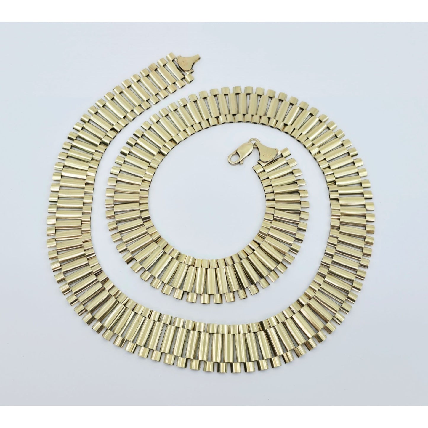 Large 10K Yellow Gold Rolex Link Chain Necklace
