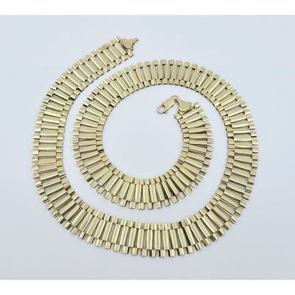 Large 10K Yellow Gold Rolex Link Chain Necklace