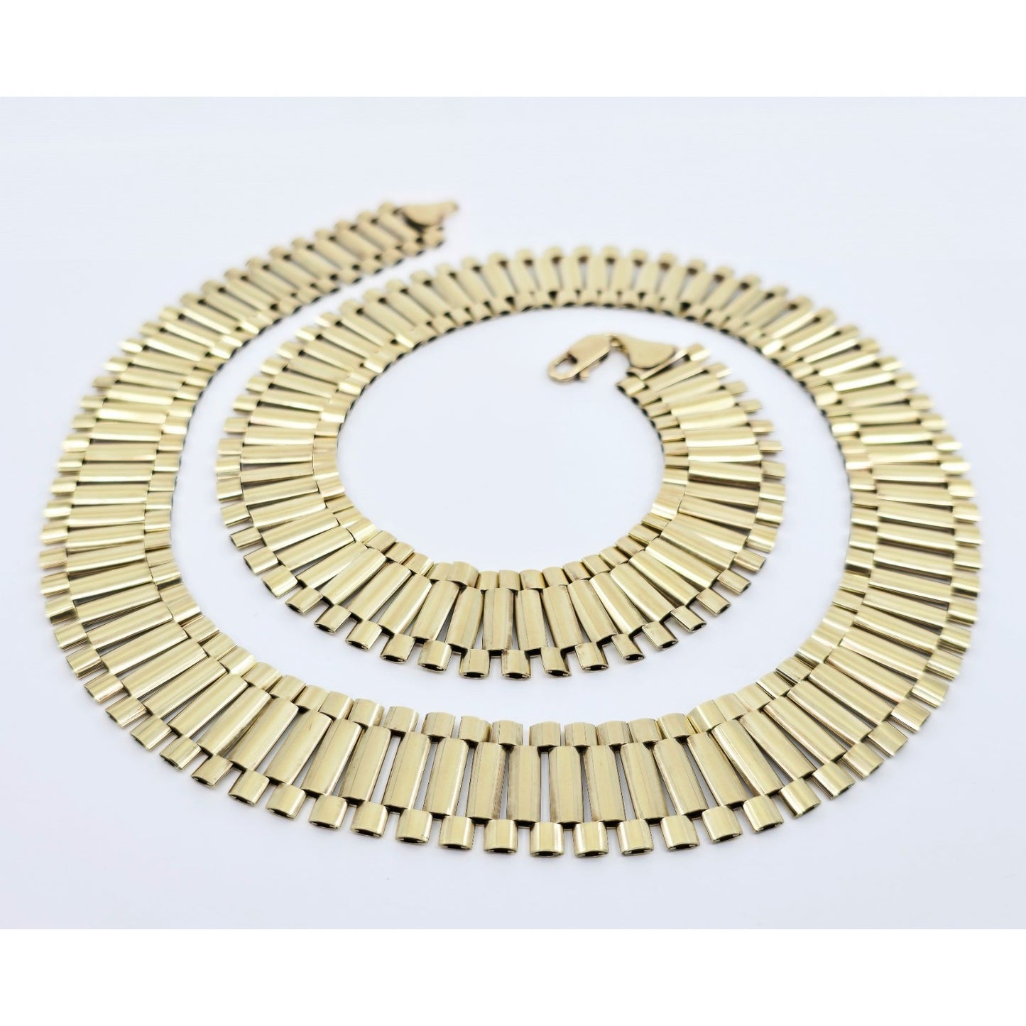 Large 10K Yellow Gold Rolex Link Chain Necklace