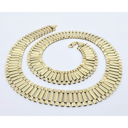 Large 10K Yellow Gold Rolex Link Chain Necklace
